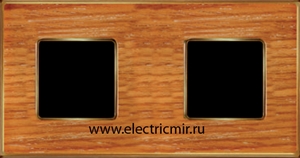 Изображение FD01312COB Рамка на 2 поста CHERRY Bright GOLD WOOD