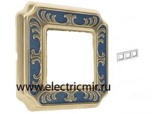 Изображение FD01353AZEN Рамка на 3 поста синяя SIENA ENAMEL