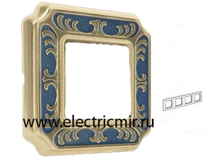 Изображение FD01354AZEN Рамка на 4 поста синяя SIENA ENAMEL