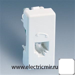 Изображение 27480-34 Розетка TF RJ-11 под 4 контакта узкая белая Simon
