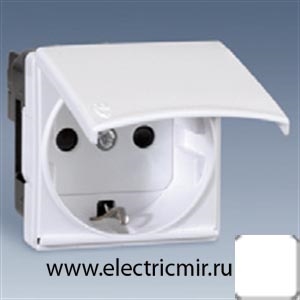 Изображение 27490-35 Розетка 2к+з с крышкой белая Simon