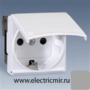 Изображение 27490-37 Розетка 2к+з с крышкой серая Simon
