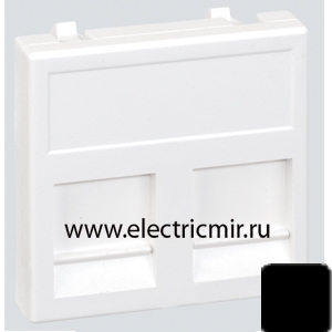 Изображение KB76-14 Адаптер на 2 RJ45 CJ545U, CJ546U, шторка, 45х45мм, графит Simon