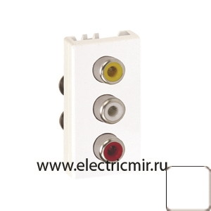 Изображение K105B-9 Разъем RCA аудио-видео, 3 выхода, белый Simon