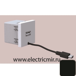 Изображение K126A-14  Источник питания USB, 5VDC,45х45мм, графит Simon