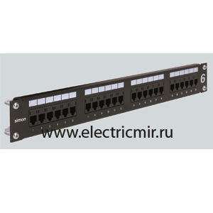 Изображение CP624U Патч панель 19'' 1U для кабеля UTP, 24 порта RJ45  Кат. 6, контакты IDC110