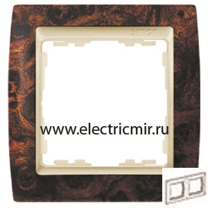 Изображение 82925-68 Рамка 2 поста корень ореха-шампань Simon
