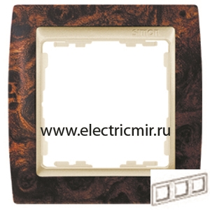 Изображение 82935-68 Рамка 3 поста корень ореха-шампань Simon