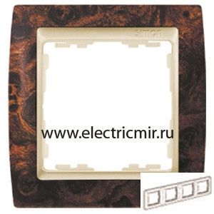 Изображение 82945-68 Рамка 4 поста корень ореха-шампань Simon
