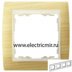 Изображение 82745-69 Рамка 4 поста сосна-слоновая кость Simon