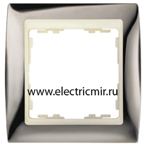 Изображение 82714-67 Рамка 1 пост вороненая сталь-слоновая кость Simon