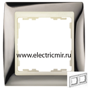 Изображение 82724-67 Рамка 2 поста вороненая сталь-слоновая кость Simon