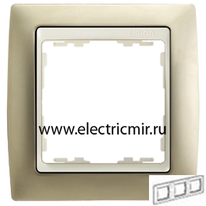 Изображение 82734-34 Рамка 3 поста шампань матовая-слоновая кость Simon