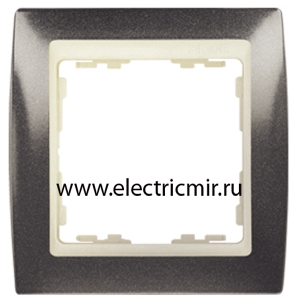 Изображение 82714-60 Рамка 1 пост серый гранит-слоновая кость Simon