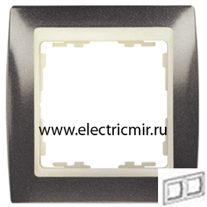 Изображение 82724-60 Рамка 2 поста серый гранит-слоновая кость Simon