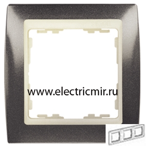 Изображение 82734-60 Рамка 3 поста серый гранит-слоновая кость Simon
