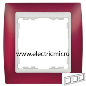 Изображение 82633-37 Рамка 3 поста красная полупрозрачная-белая Simon