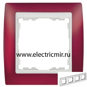 Изображение 82643-37 Рамка 4 поста красная полупрозрачная-белая Simon