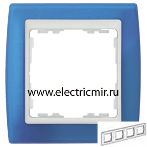 Изображение 82643-64 Рамка 4 поста синяя полупрозрачная-белая Simon