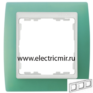 Изображение 82633-65 Рамка 3 поста зеленая полупрозрачная-белая Simon