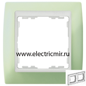 Изображение 82621-65 Рамка 2 поста пастель зеленая-белая Simon
