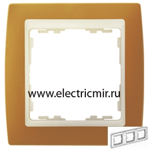 Изображение 82732-35 Рамка 3 поста терракот-слоновая кость Simon