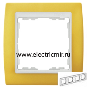 Изображение 82642-62 Рамка 4 поста желтая-белая Simon