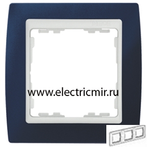Изображение 82632-64 Рамка 3 поста синяя-белая Simon
