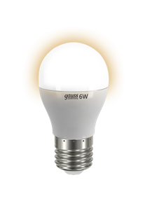 Изображение ШАРООБРАЗНАЯ СВЕТОДИОДНАЯ ЛАМПА GAUSS ELEMENTARY 6W E27 2700K (LD53216)