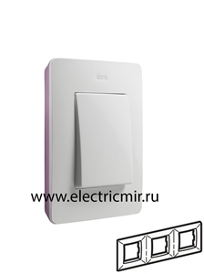 Изображение 8200630-203 Рамка на 3 поста, белый, пастельно- розовое основание, 82 Detail