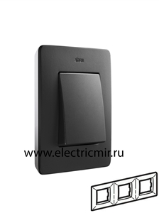 Изображение 8200630-038 Рамка на 3 поста, графит, белое основание, 82 Detail