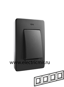Изображение 8200640-038 Рамка на 4 поста, графит, белое основание, 82 Detail