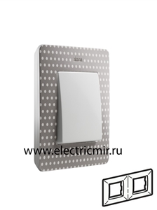 Изображение 8200620-211 Рамка на 2 поста, тепло-серый, точки, 82 Detail