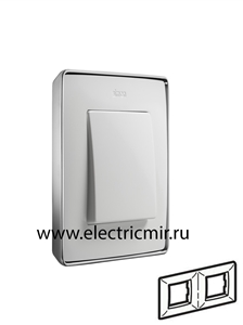 Изображение 8201620-244 Рамка на 2 поста, белый, основание хром, 82 Detail
