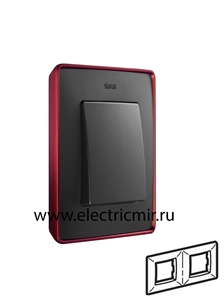 Изображение 8201620-252 Рамка на 2 поста,  красный - графит, 82 Detail