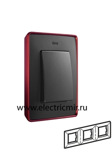Изображение 8201630-252 Рамка на 3 поста,  красный - графит, 82 Detail