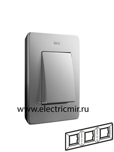 Изображение 8200630-293 Рамка на 3 поста, холодн. алюминий, черное основание, 82 Detail