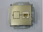 Изображение 1591598-034 Розетка RJ45 шампань Simon