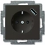 Изображение ABB BJB Basic 55 Шато (чёрн) Розетка Schuko с USB 16А, 700 мА безвинтовые клеммы