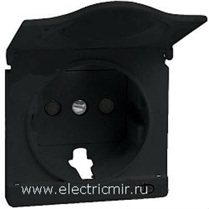 Изображение 82090-58 Накладка с защитными шторками и крышкой на розетку с заземляющим контактом, S82C, графит