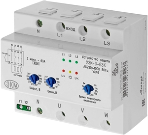 Изображение Устройство защиты многофункциональное УЗМ-3-63К AC230В/AC400В УХЛ4 (4640016939237)