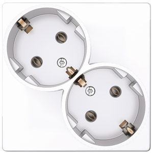 Изображение 2450459-030 Розетка 2х2К+З Schuko без штор, бел