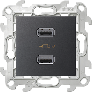 Изображение 2411096-038 Зарядное устройство розетка 2хUSB, графит
