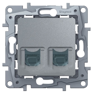Изображение Legrand Etika Алюм Розетка компьютерная 2-ая RJ45, категория 5е UTP - Etika - алюминий