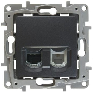 Изображение Legrand Etika Антрацит Розетка тел.+ комп. (RJ11+RJ45) 5 кат. UTP