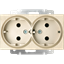 Изображение Розетка двойная с заземлением (шампань рифленый)