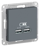 Изображение SE AtlasDesign Грифель Розетка USB, 5В, 1 порт x 2,1 А, 2 порта х 1,05 А, механизм