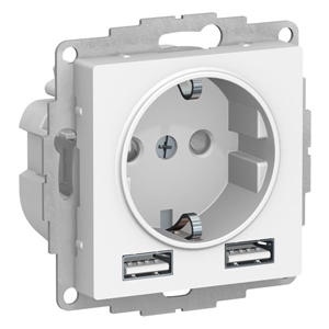 Изображение SE AtlasDesign Белый SO + USB Розетка A+A, 5В/2,4А, 2х5В/1,2А, механизм