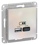 Изображение SE AtlasDesign Жемчуг USB Розетка A+С, 5В/2,4А, 2х5В/1,2А, механизм