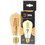 Изображение Лампа F-LED ST64-7W-824-E27 gold ЭРА (филамент, зол, 7Вт, тепл, E27)